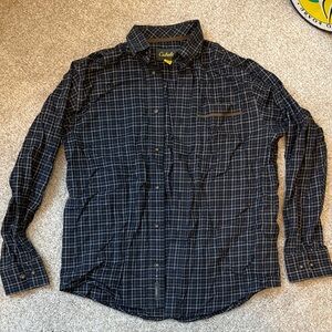 Cabela's Men's Black and White Plaid Button-Down Shirt, M